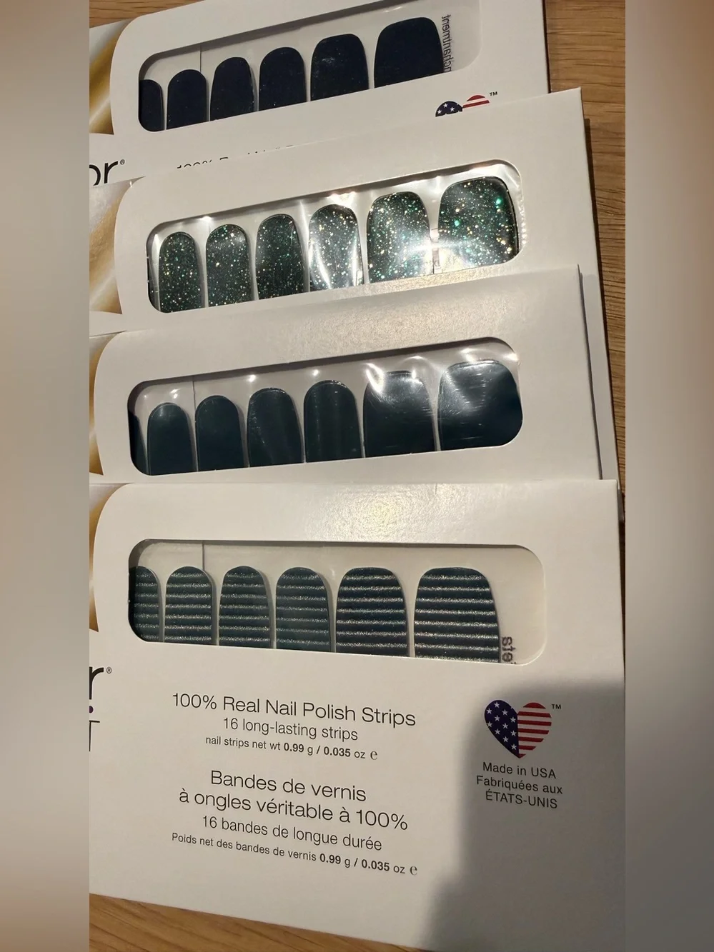 4 Packages Color St. nail wraps greens